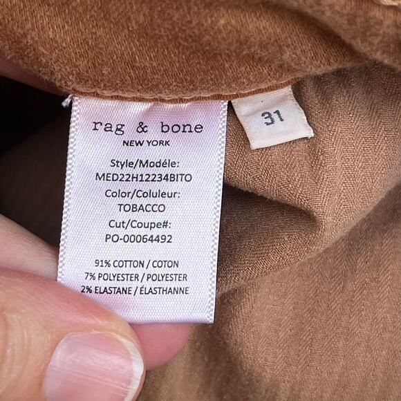 Rag & Bone Men's Fit 2 Slim Jeans Color Tobacco Size 31 - Picture 8 of 10